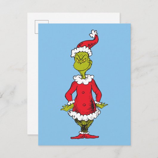 Cartes Pour Fêtes Annuelles Grinch classique | Père Noël (Devant / Derrière)