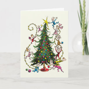 Cartes Pour Fêtes Annuelles Grinch Classique Photo de vacances d'arbre de No