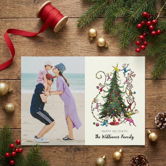 Cartes Pour Fêtes Annuelles Grinch Classique | Photo de vacances de Noël d'arb