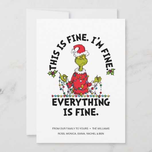 Cartes Pour Fêtes Annuelles Grinch | Everything is Fine (Devant)