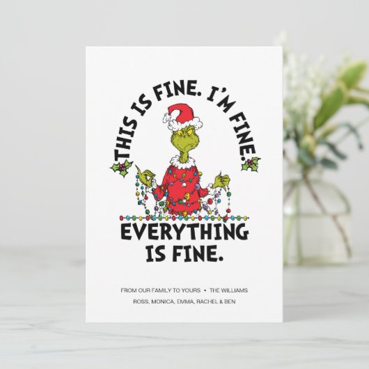 Cartes Pour Fêtes Annuelles Grinch | Everything is Fine (Debout devant)
