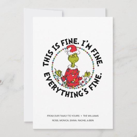 Cartes Pour Fêtes Annuelles Grinch | Everything's Fine (Devant)