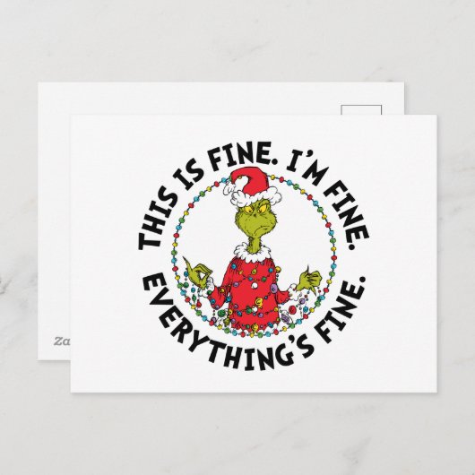 Cartes Pour Fêtes Annuelles Grinch | Everything's Fine (Devant / Derrière)