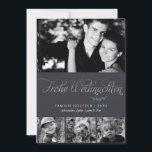 Cartes Pour Fêtes Annuelles Gris et argent Frohe Weihnachten Photo<br><div class="desc">Personnalisez ces beaux cartes de fin de année de Noël ou d'hiver modernes avec vos photos de famille et votre message personnel.</div>