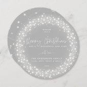 Cartes Pour Fêtes Annuelles Gris Joyeux Script de Noël Éclairage (Devant / Derrière)