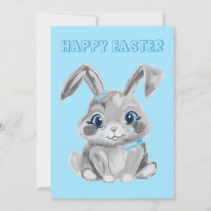 Cartes Pour Fêtes Annuelles Gris Lapin de Pâques Préscolaire Enseignant Bleu d