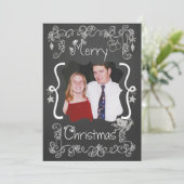 Cartes Pour Fêtes Annuelles Gris Scrolls Customisé Photo Holiday Card (Debout devant)