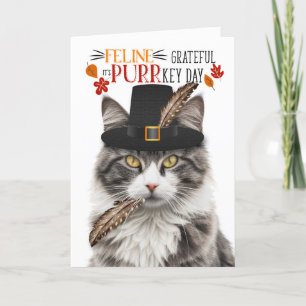 Cartes Pour Fêtes Annuelles Gris Tabby Chat Feline Gratuit pour PURRkey Day