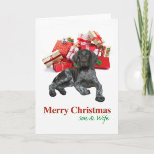 Cartes Pour Fêtes Annuelles Grizzly brillant Fils & Femme Joyeux Noël