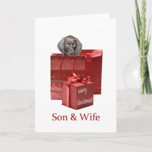 Cartes Pour Fêtes Annuelles Grizzly brillant Fils & Femme Joyeux Noël