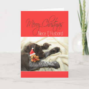 Cartes Pour Fêtes Annuelles Grizzly brillant nièce et mari Joyeux Noël