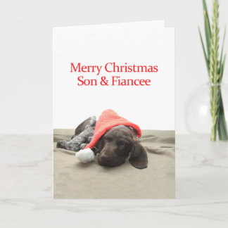 Cartes Pour Fêtes Annuelles Grizzly brillant Son & Fiancée Joyeux Noël