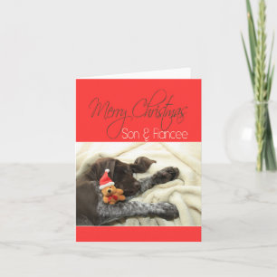 Cartes Pour Fêtes Annuelles Grizzly brillant Son & Fiancée Joyeux Noël