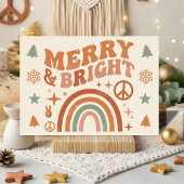 Cartes Pour Fêtes Annuelles Groovy Boho Merry & Bright Christmas