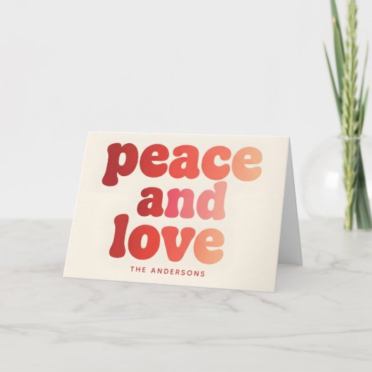 Cartes Pour Fêtes Annuelles Groovy Peace & Love Script Merry Christmas (Devant)