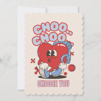 Cartes Pour Fêtes Annuelles Groovy Red Heart Choo Choo Choisis-toi Saint-Valen