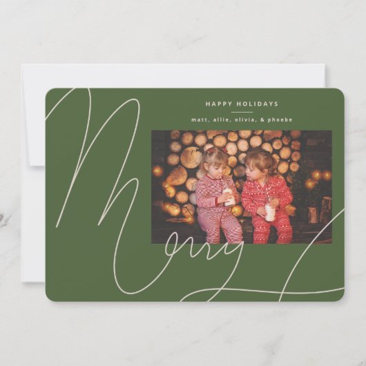 Cartes Pour Fêtes Annuelles Gros Gras Fun Olive Green Script Joyeux Vacances (Devant)
