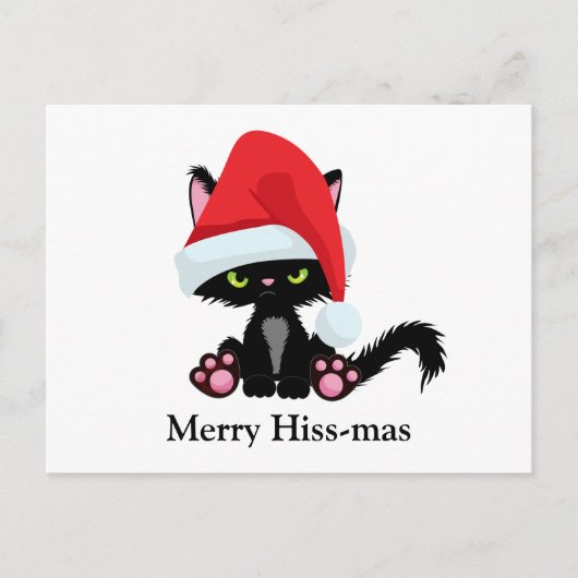 Cartes Pour Fêtes Annuelles Gros Grumpy Chat Noir Noël (Devant)