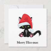 Cartes Pour Fêtes Annuelles Gros Grumpy Chat Noir Noël (Devant)