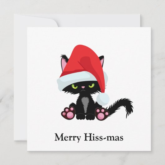 Cartes Pour Fêtes Annuelles Gros Grumpy Chat Noir Noël (Devant)