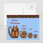 Cartes Pour Fêtes Annuelles grosse graisse de chat rufus xmas neige (Devant / Derrière)