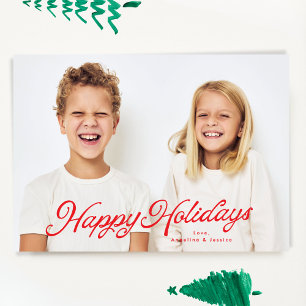 Cartes Pour Fêtes Annuelles Grosse photo Green Lettering superposer Joyeuses F