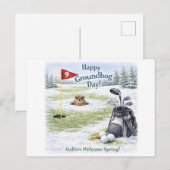 Cartes Pour Fêtes Annuelles Ground hog day for Golfer (Devant / Derrière)