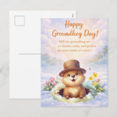 Cartes Pour Fêtes Annuelles Groundhog Day watercolor  (Devant / Derrière)