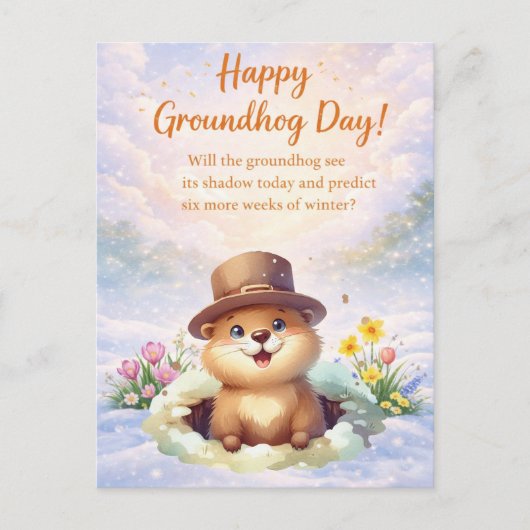 Cartes Pour Fêtes Annuelles Groundhog Day watercolor  (Devant)