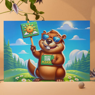 Cartes Pour Fêtes Annuelles Groundhog ensoleillé