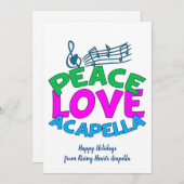 Cartes Pour Fêtes Annuelles Groupe Acapella Peace Love Douce Personnalisable (Devant / Derrière)