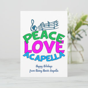 Cartes Pour Fêtes Annuelles Groupe Acapella Peace Love Personnalisable Mignon