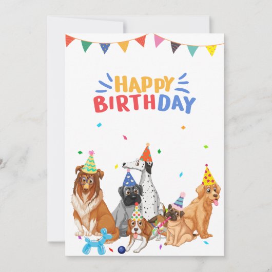 Cartes Pour Fêtes Annuelles Groupe de chiens races fête joyeux anniversaire (Devant)