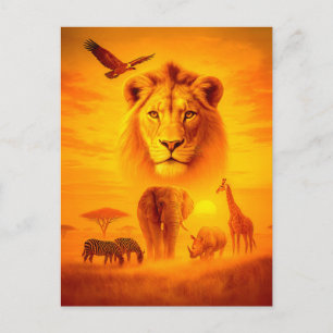 Cartes Pour Fêtes Annuelles Groupe de faune africaine en double exposition