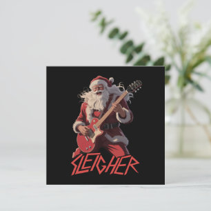 Cartes Pour Fêtes Annuelles Groupe de Metal de Traîneau Drôle Rock Santa Noël