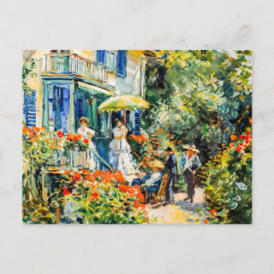 Cartes Pour Fêtes Annuelles Groupe de personnes en jardin devant une villa
