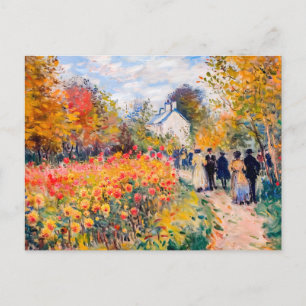 Cartes Pour Fêtes Annuelles Groupe se promenant dans un jardin d'automne avec