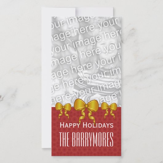 Cartes Pour Fêtes Annuelles GROUPON Gold Bows Joyeux Noël V9 (Devant)