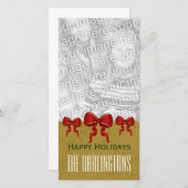 Cartes Pour Fêtes Annuelles GROUPON Red Bows et Gold Joyeux Noël V11 (Devant / Derrière)