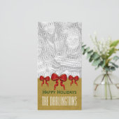 Cartes Pour Fêtes Annuelles GROUPON Red Bows et Gold Joyeux Noël V11 (Debout devant)