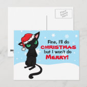 Cartes Pour Fêtes Annuelles Grumpy Black Cat ne sera Joyeux Noël (Devant / Derrière)