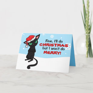 Cartes Pour Fêtes Annuelles Grumpy Black Cat ne sera Joyeux Noël