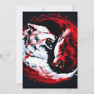 Cartes Pour Fêtes Annuelles Guerrier Loup Cosmique Rouge Blanc