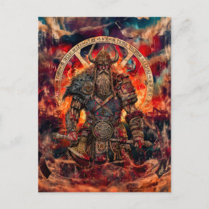 Cartes Pour Fêtes Annuelles Guerrier Viking à Asgard avec les Dieux
