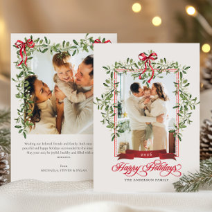 Cartes Pour Fêtes Annuelles Guimauve à l'eau et ruban de Noël 2-photos Joyeuse