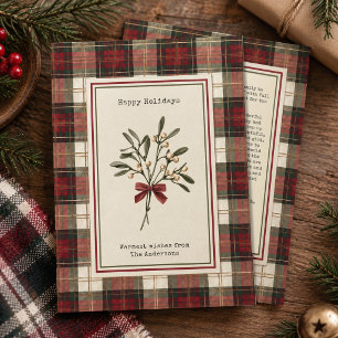 Cartes Pour Fêtes Annuelles Guimauve de Noël Aquarelle Tartan Paillettes Nouve
