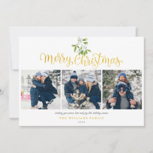 Cartes Pour Fêtes Annuelles Guimauve Moderne Photo Écriture Dorée Noël