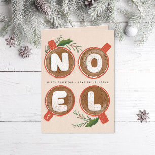 Cartes Pour Fêtes Annuelles Guimauves de Noël au cacao chaud