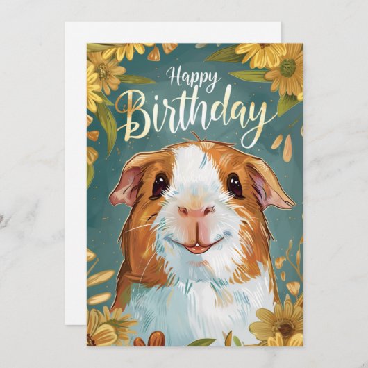 Cartes Pour Fêtes Annuelles Guinée Pig Joyeux anniversaire (Devant / Derrière)