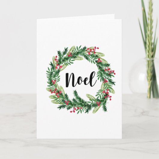 Cartes Pour Fêtes Annuelles Guirlande d'aquarelle de Noël (Devant)